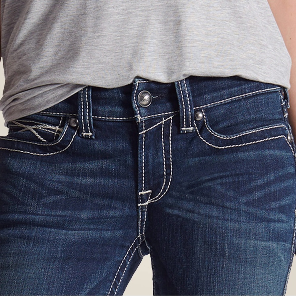 Ariat Real Mid Rise Stretch Icon Stackable Straight Leg Jeans - Picture 4 of 11